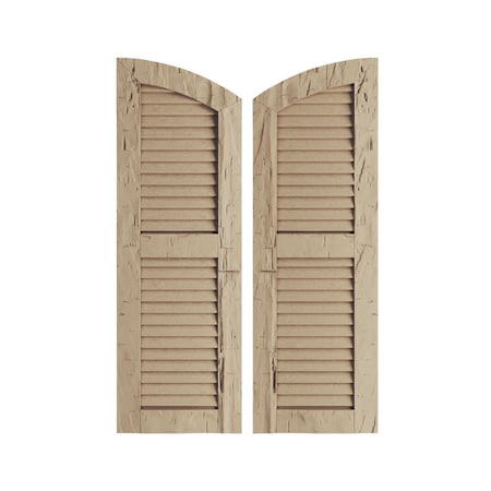 Timberthane Hand Hewn 2 Equal Louver W/Elliptical Top Faux Wood Shutters, 18W X 72H (66 Low Side)